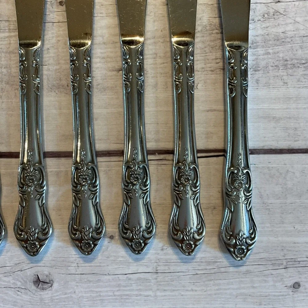 Wallace Silver Portsmouth Stainless Steel Flatware Dinner Knives Set Of 8 Japan